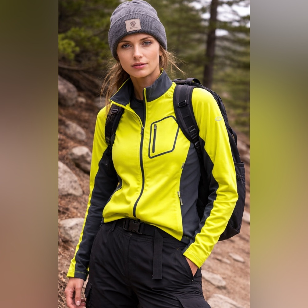 Icebreaker GT Merino Zip Jacket Neon Yellow Gray Women’s L Midweight Running